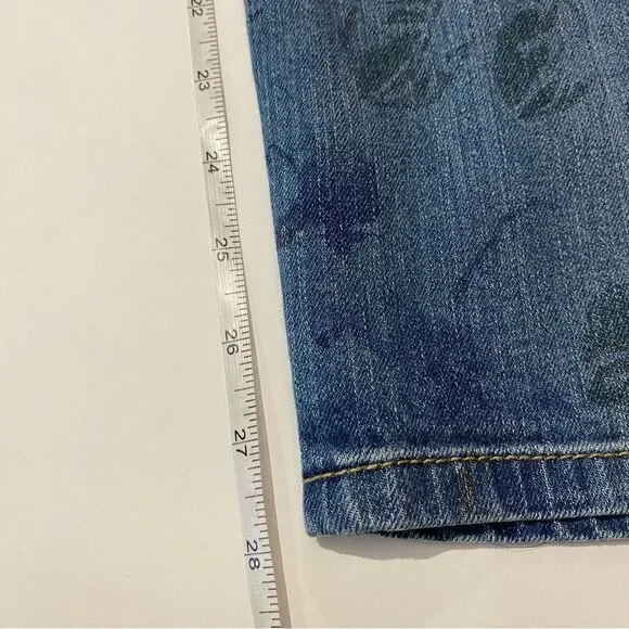 J. Jill Denim Straight Fit Slim Boyfriend Ink Stamped Floral Print Jeans Size 8 - Picture 9 of 13